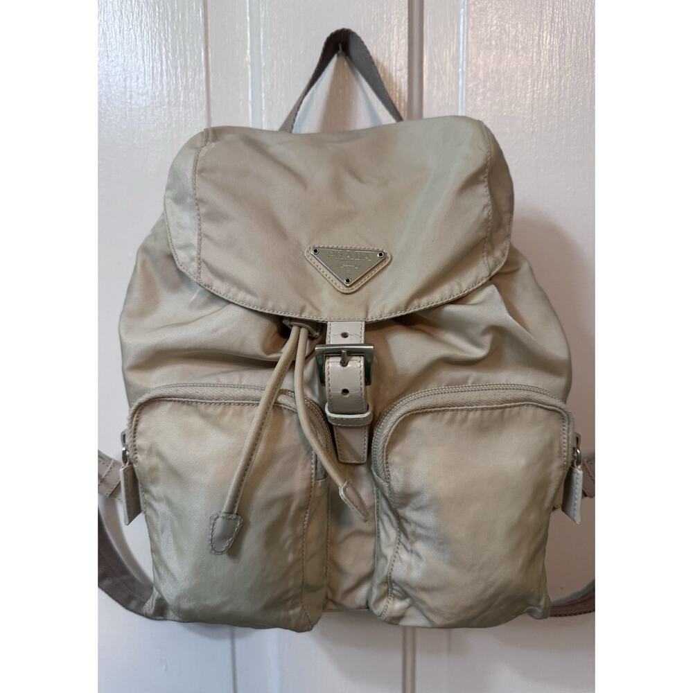 Auth Vintage Prada Cream Ivory Nylon Backpack Mini